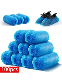 100pcs 13.8*7inch Disposable Shoe Cover PE Foot Cover Film To Keep The Floor Clean Household Waterproof Wear Non-Slip Shoe CoverOrganize And Storage,For Household,Office,School,Shoes And Boots Accessories