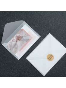 100pcs/Set Blank Translucent Envelope For Invitations Postcards European Gift Box Message Card Envelopes Wedding Business Letters Back To School - Clear - View 5