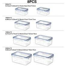 Set de 3/4/6 piezas de recipientes de almacenamiento de alimentos a prueba de fugas, con capacidad de hasta 84 onzas, con tapas herméticas, aptos para microondas, reutilizables, rectangulares, para preparación de comidas y organización de la cocina