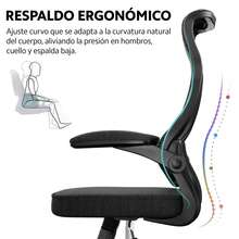 Silla Ergonómica de Oficina Escritorio Ejecutiva Premium, Altura Ajustable con Respaldo de Malla Transpirable, Reposabrazos Abatibles y Asiento Cómodo, OUO TW208 - Plateado - Ver 4