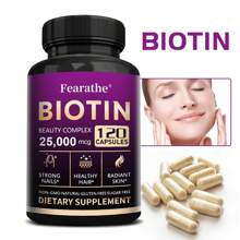 120 Capsules Of Biotin With Vitamin B6, Pantothenic Acid- Supports Hair, Nails And Skin, Healthy Immune System - 1 瓶 - 查看 1