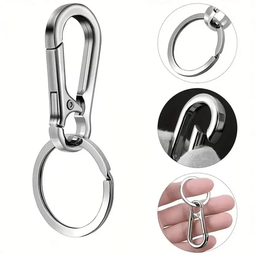 4pcs Metal Keychain, Key Ring, Stand, Storage Bag Set - Suitable For Men - Multicolor - View 1