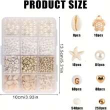 1000pcs Ocean Theme Bracelet Making Kit Set, Includes Shells, Turtles, Letters, Heart Shaped Beads For DIY Bracelets, Jewelry, Keychains, Accessories, Fashion Gifts - Multicolor - View 2