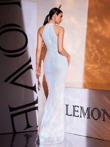 LOVE&LEMONADE 露背美人鱼下摆亮片婚纱白色优雅新娘礼服 - 白色 - 查看 7