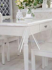 1pc Transparent Soft Plastic Tablecloth, Waterproof Rectangular Soft Table Cover, Easy To Clean, Soft & Transparent, Suitable For Dining Room, Living Room, Outdoor - Clear - View 6