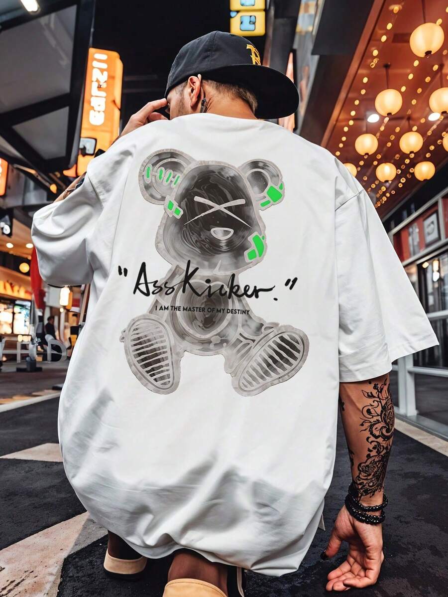 Camisa Camiseta Streetwear Estampada Urso Bear REF 7020 - Branco - Visão 1