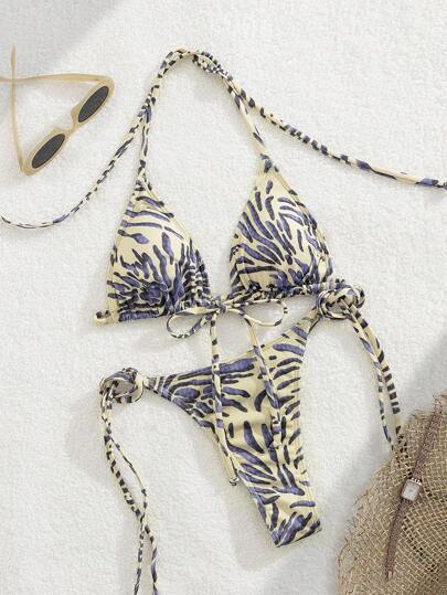 Sexy bedruckter Bikini Set, Badeanzug für Strandurlaub, Sommer