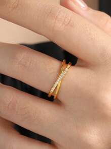 Stylever 1pc 925 Sterling Silver Simple X-Shaped Cross Ring Ladies Jewelry For Women Glamorous Promise Ring Fine Jewelry Ring Gift For Girls Daily Life Dating Decor