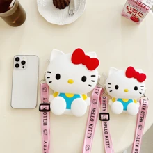 SANRIO 1pc Hello Kitty Silicone Crossbody Pouch, Featuring Japanese-Style Animal Print Design, Water-Resistant, Adjustable Strap And Zipper Closure, Suitable For Outdoor Activities And Machine Washable - Multicolor - View 5