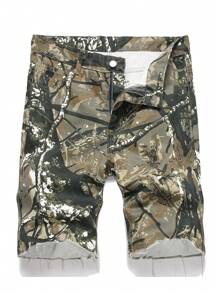 Men's Simple Ripped Denim Shorts Jorts, Fashionable For Summer
