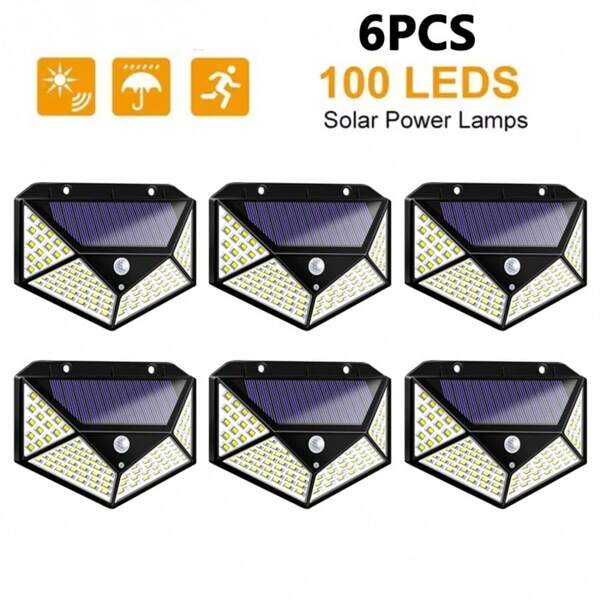 2 pezzi di luci da parete solari per esterni, 100 LED, 3 modalità di illuminazione con sensore di movimento, luci di sicurezza, luci a energia solare da parete, illuminazione per cortile, giardino, recinzione, patio, porta d'ingresso e applique da parete