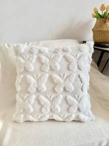 1 pieza Funda de cojín decorativa acolchada de peluche suave con mariposa 3D (solo funda, sin relleno)