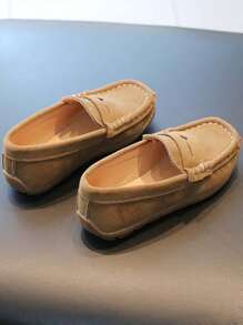 1 Pair Kids Soft Sole Non-Slip Slip-On Casual Loafers, Stitching Design, Suitable For Boys & Girls, Spring & Autumn