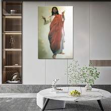 1 Pc African American Black Jesus Poster Picture Print Canvas Wall Art Home Child Room Decor Mural Poster Wooden Photo Frame, Ready To Hang, Canvas Print Painting Wall Art, Suitable For Home Corridor Bedroom Living Room Office Cafe Wall Decoration, Perfect Home Decoration Holiday Gift Decoration - 彩色 - 查看 6