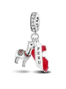 1 PC DONIMICAN MAP CHARM Pendant Beads Pendant Ball Suitable For Bracelets DIY Women's Jewelry - Silver - View 14