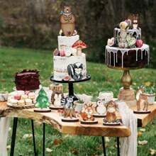 16/24 Pcs Woodland Animals Wood Tabletop Carnival Centerpieces, Forest Wooden Animals Cutout Shapes Creatures Table Topper For Woodland Camping, Wild Creatures Decor Wooden Table Sign, Rustic Tiered Tray Decorations For Forest Camp, Baby Shower Craft Party Supplies, Birthday Favors Cake Decor