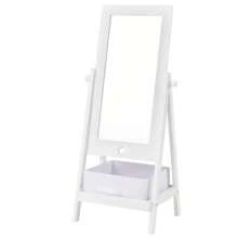 Kids Freestanding Full Length Dressing Floor Mirror W/ Shelf Storage Bin White - White - View 10