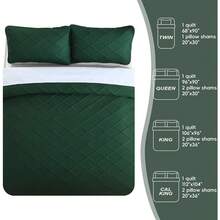 Juego de edredón verde esmeralda, colcha ligera, tamaño King, diseño de diamante ultrasónico, colcha de microfibra suave para todas las estaciones, estilo moderno, juego de funda de cama de 3 piezas - Verde esmeralda-diamante - Ver 7