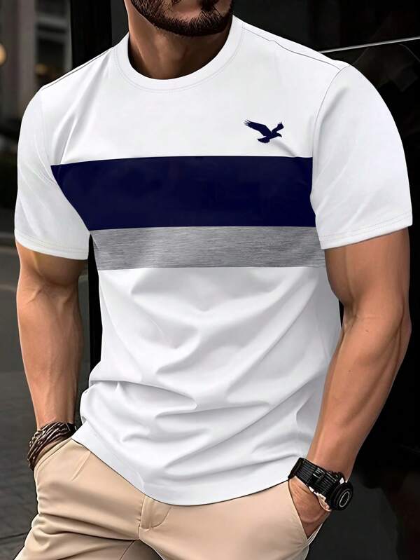 Men's Personalized Printed Short Sleeve T-Shirt, Comfortable & Breathable, Suitable For Summer Wear, Leading Fashion