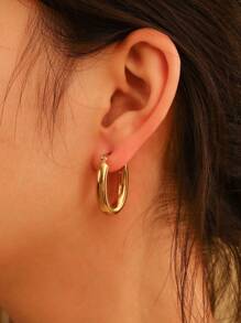 1 Pair Women's Elegant Minimalist Luxury Gold Crescent Moon & Heart Shaped Stainless Steel Earrings, Suitable For Concerts, Parties, Banquets, Holiday Gifts