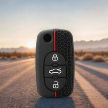 Silicone Remote Key Case Cover Holder 3 Button For Audi A2 S4 RS4 A6 S6 Allroad A3 S3 A4 A8 S8 Roadster Cabriolet RS6 2003 2004 - Black - View 2