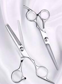 2pcs Professional Unisex Hair Cutting Scissors, Ambidextrous Thinning Shears For Relaxed Textured Hair, Unscented Hairdressing Kit With Case For Styling Men & Women