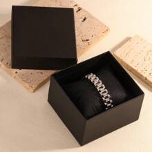 1 件简约时尚银色不锈钢手链，时尚配饰适合男士、女士和情侣，非常适合日常佩戴、聚会、约会、礼物推荐 - 銀色 - 查看 1