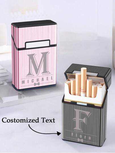 1 Pack Personally Customized Cigarette Case, Brushed Metal Equipped With A Magnetic Switch Flip Closure, Can Hold 20 Cigarettes. It's An Excellent Gift Choice For Fathers, Lovers, Brothers, Couples, And Ladies., ,Engraved,Colorful,Cute,Adorable,Funny,Kawaii,Y2K,Stylish,Unisex,Casual,Custom,Personalized,Unique,Customized,Ideal Gifts For Him,Ideal Gifts For Her,Her,Boyfriend,Girlfriend,Family,Friends,For Anniversaries,For Valentine's Day,For Mother's Day,For Birthdays,For Children's Day,For Father's Day,For Graduation,For Weddings,For Housewarming
