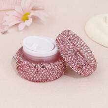 1pc Portable Cosmetic Travel Container With Refillable Cosmetic Jar Container, Inlaid With White Rhinestones, Suitable For Skin Care With Lotion And Cream Leakproof, Suitable For Travel, Drawer, Dressing Table, With Refillable Cosmetic Jar Container, Must-Have Gift For Him/Her During Festivals