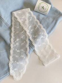 1件装印花纯色蝴蝶结优雅波西米亚复古蕾丝边多功能雪纺围巾/头带/发圈/发绳，浪漫甜美女孩拍照道具配饰，涤纶头巾发带吸汗带秋冬发带发饰女士度假装扮女士头巾柔软头巾