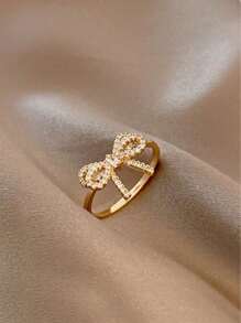 1pc Fashionable Personalized Sweet Creative Design Bowknot Open Ring