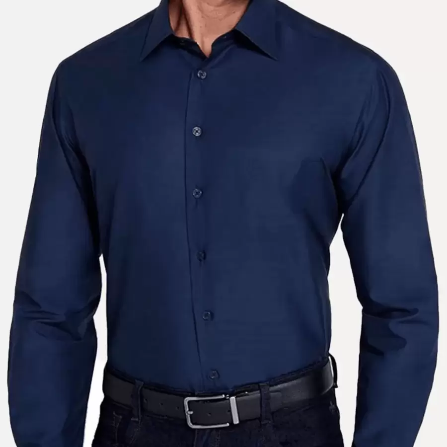 Men's Slim Business Dress Shirt With Winter Pattern - Various Colors - 藏蓝色 - 查看 1