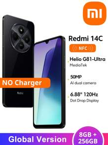 Xiaomi Redmi 14C NFC 智能手机 8GB+256GB 全球版 Helio G81-Ultra 处理器 6.88 英寸点滴显示屏 50MP AI 双摄像头 18W 快速充电 5160mAh 电池 - 黑色 - 查看 1