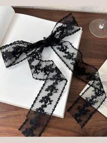 1件装印花纯色蝴蝶结优雅波西米亚复古蕾丝边多功能雪纺围巾/头带/发圈/发绳，浪漫甜美女孩拍照道具配饰，涤纶头巾发带吸汗带秋冬发带发饰女士度假装扮女士头巾柔软头巾