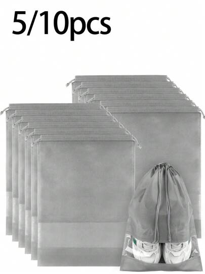 5/10个装鞋子收纳袋，便携式旅行鞋袋，无纺布旅行袋套装，防水鞋袋，抽绳鞋套，适用于运动鞋、健身鞋、拖鞋、跑鞋，鞋子收纳袋，鞋子整理器，旅行必备，海滩夏季度假返校旅行包，抽绳鞋袋，鞋套，防尘，男女通用，旅行收纳袋，邮轮旅行必备，度假必备