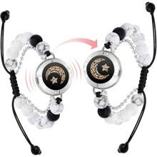 Totwoo 长距离触摸情侣手环,振动和发光情侣手环,适合情侣佩戴 | 送给女朋友的长距离关系礼物,蓝牙配对珠宝 - 彩色 - 查看 2