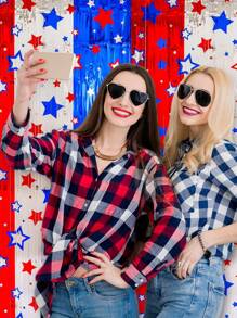 4th Of July Decorations,1/2/3 Packs Red White And Blue Tinsel Foil Fringe Curtains,Independence Day Photo Booth Backdrop,America Star Metallic Door Streamers For Patriotic Party Memorial Day Labor Day - Multicolor - View 6