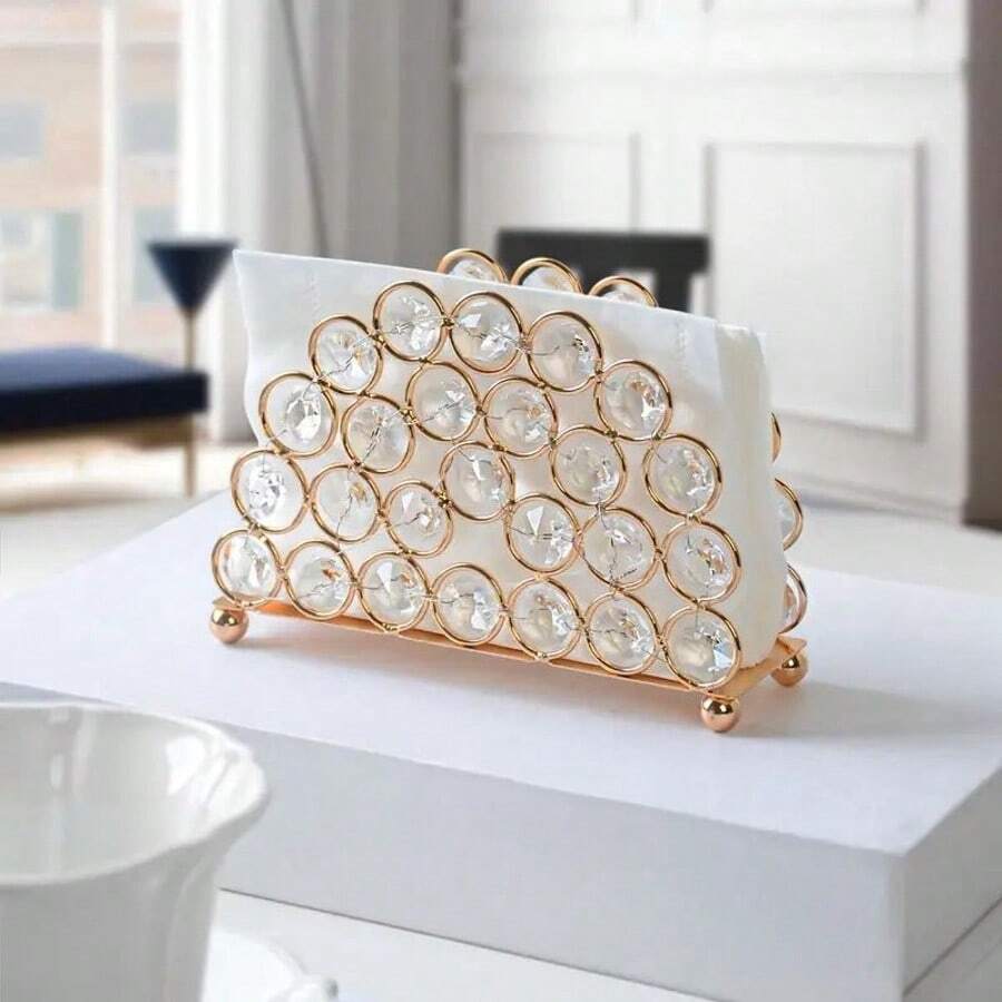 WAXJJDW Giá để khăn ăn thẳng đứng hình bầu dục pha lê vàng/bạc, Nhà hàng sang trọng, Khách sạn, Câu lạc bộ Giá để khăn ăn bằng kim loại, Kẹp khăn ăn tinh tế cho bàn ăn