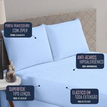 Waterproof Box Spring Cover Protector Kit With 4 Layers Of Protection + Waterproof Pillow Protector - Various Sizes - Màu xanh lam - Xem 2