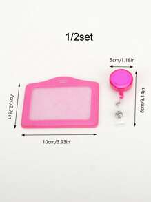 1/2pcs Card Holder + 1/2pcs Detachable Lanyard, Work ID Card Holder, Detachable Lanyard, ID Badge Holder, Work Card Case, Access Card Holder - Hot Pink - View 4