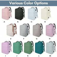 Mochila de Viaje 10 kg Avion 35L Grande Impermeable para Hombre y Mujer, Compartimento Laptop 15.6 pulgadas, Puerto USB Integrado, Maleta Mano Funcional, Práctica Equipaje Cabinas, Negro - Verde Peridoto - Ver 5