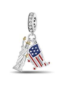 1 PC DONIMICAN MAP CHARM Pendant Beads Pendant Ball Suitable For Bracelets DIY Women's Jewelry - Silver - View 10