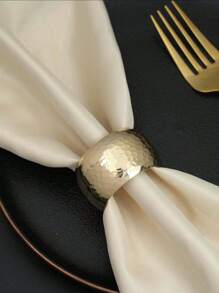 2pcs Simple High-End Metal Honeycomb Texture Napkin Rings For Festival, Gathering, Hotel Table Decoration