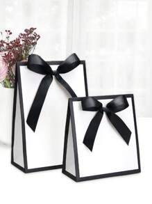 10pcs/5pcs/1pc Minimalist High-End Hepburn Bow Gift Box, Wedding Favours Packaging Bag, White/Black/Pink Tie Scarf Mini Gift Box, Jewelry Gift Box, Suitable For Birthday Party, Wedding Season, Father's Day, Back To School, Teacher's Day, Daily And Holiday Parties