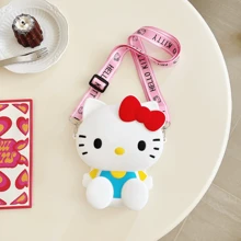 SANRIO 1pc Hello Kitty Silicone Crossbody Pouch, Featuring Japanese-Style Animal Print Design, Water-Resistant, Adjustable Strap And Zipper Closure, Suitable For Outdoor Activities And Machine Washable - Multicolor - View 6