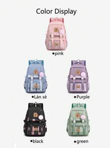 1pcsLightweight Student Backpack, Large Capacity Fashion Cartoon Print Backpack For Men And Women, Capybara Print Backpack, Casual Style Multi-Layer, Multi-Purpose, With Adjustable Shoulder Straps, Lightweight Laptop Bag, Wet Wipe Cleaning, Zipper Closure, Machine Washable - Suitable For School And Outdoor Use, Suitable For Travel - Multicolor - View 8