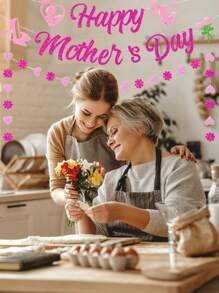 1pc Premium Happy Mother's Day Banner - Perfect For Party Decorations & Celebration Background
