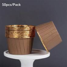 50pcs Round Cake Cupcake Paper Baking Cups, Heat-Resistant Disposable Cupcake Holders With Lids, Muffin Cups For Christmas, Halloween, Thanksgiving Party Cakes