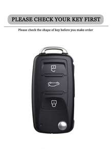 TPU Car Flip Key Case Cover Shell For Polo Golf Passat Tiguan Beetle Caddy T5 Up Eos Skoda Octavia - Silver Edge Three Keys - View 4