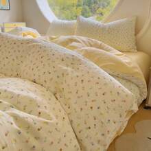 Juego de cama de 4 piezas con estampado de leopardo, flores, corazones, lunas, estrellas y lunares. Suave y cómodo. Incluye 1 funda nórdica, 1 sábana y 2 fundas de almohada. Apto para camas matrimoniales, queen y twin. Ideal para todas las estaciones.